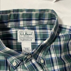 L.L. Bean Men's Green and Blue Checkered Shirt